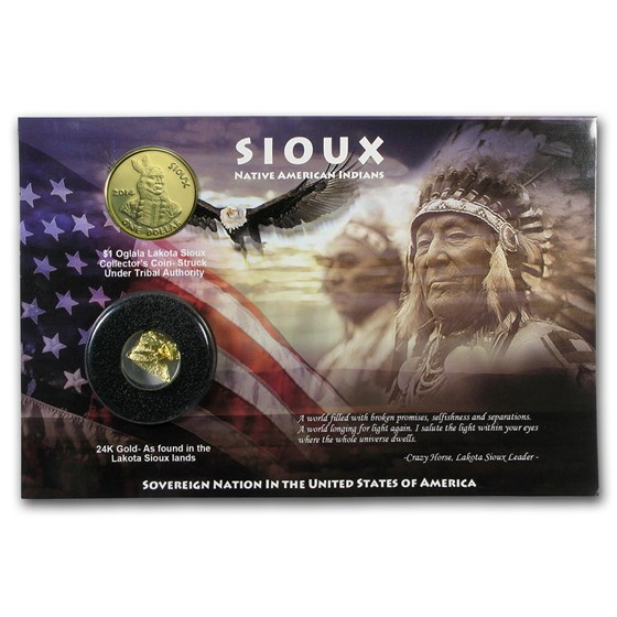 2014 Sioux Dollar w/24-karat Gold Foil (Blister Pack) 2014 Sioux Dollar w/24-karat Gold Foil (Blister Pack)